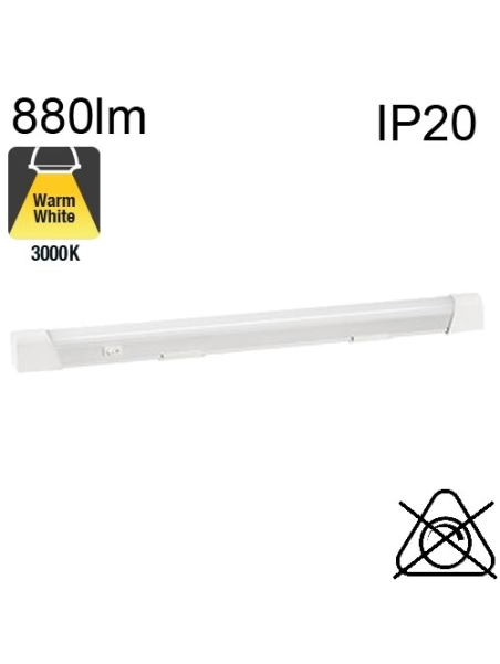 Réglette Aluminium AVEC Inter et SANS Prise LED IP20 10W 880lm 3000K