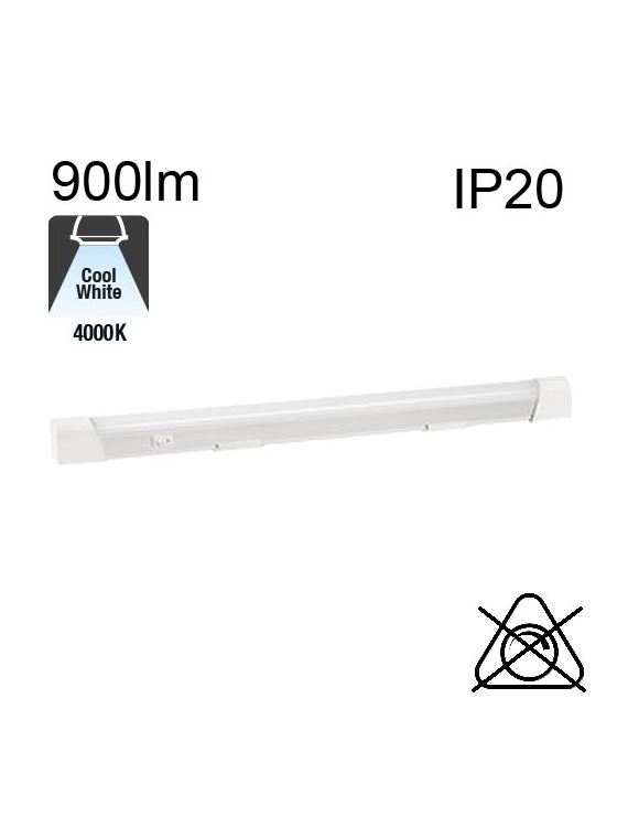 Réglette Aluminium AVEC Inter et SANS Prise LED IP20 10W 900lm 4000K