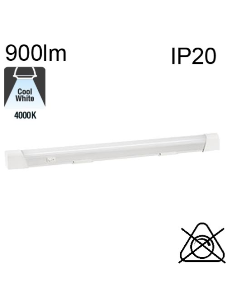 Réglette Aluminium AVEC Inter et SANS Prise LED IP20 10W 900lm 4000K