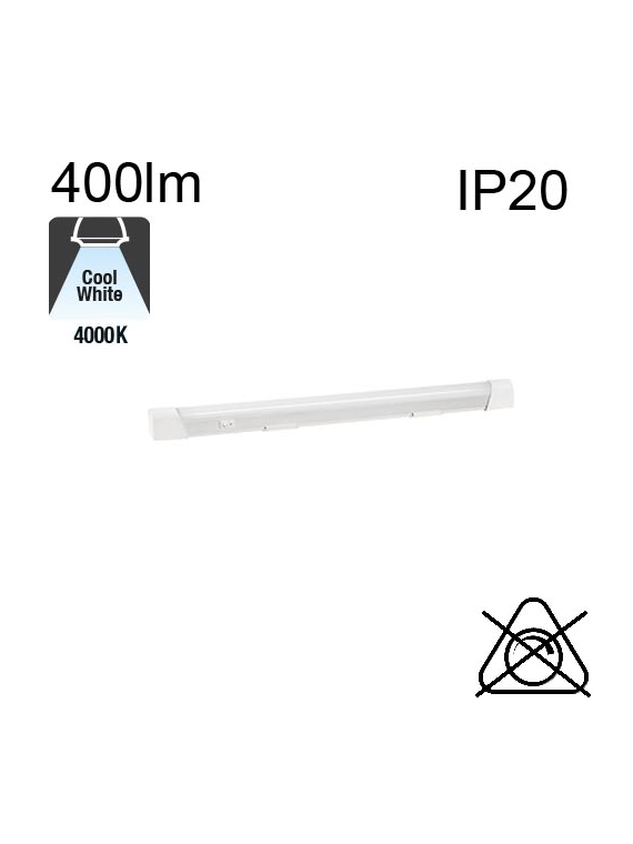 Réglette Aluminium AVEC Inter et SANS Prise LED IP20 5.5W 400lm 4000K