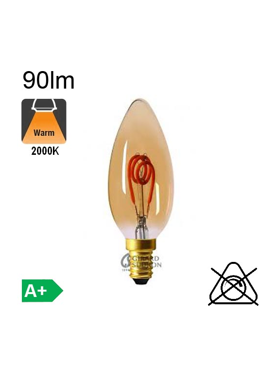 Flamme Loops LED Ambrée E14 90lm 2000K