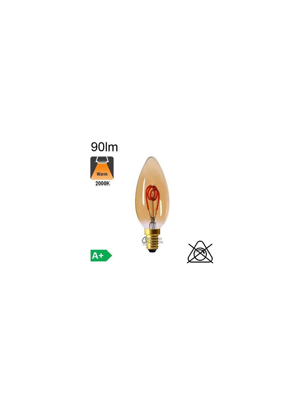 Flamme Loops LED Ambrée E14 90lm 2000K