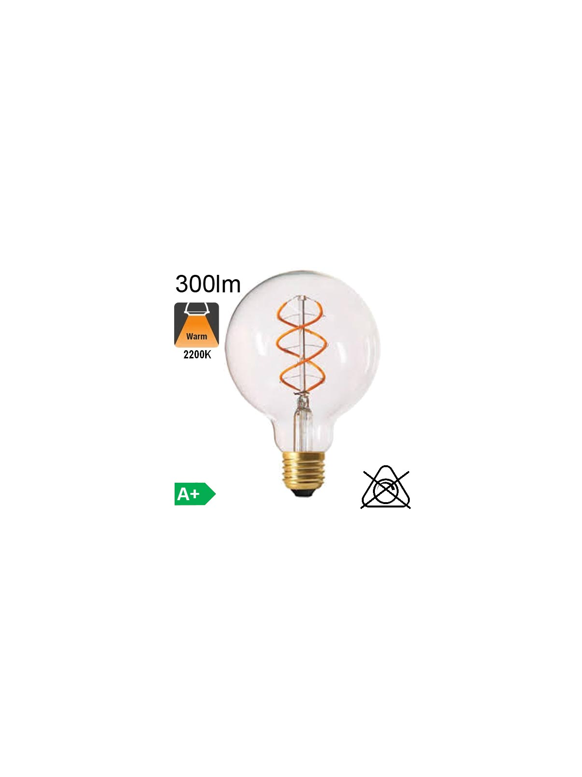 Globe Ø95 Filament Twisted LED Clair E27 5W 300lm 2200K