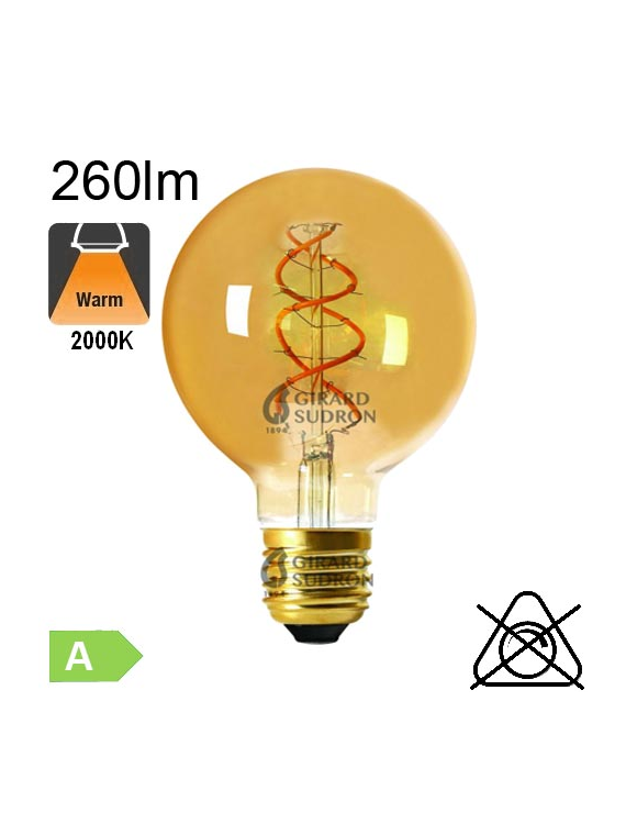 Globe Twisted Ambrée LED Ø95 E27 260lm 2000K 