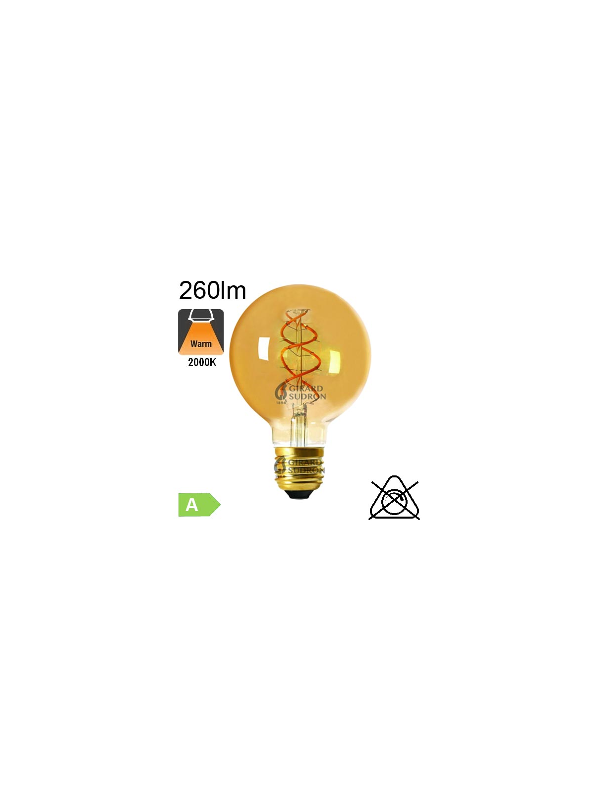 Globe Twisted Ambrée LED Ø95 E27 260lm 2000K 