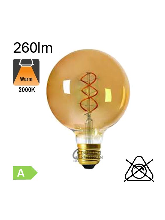 Globe Twisted Ambrée LED Ø125 E27 260lm 2000K Dimmable