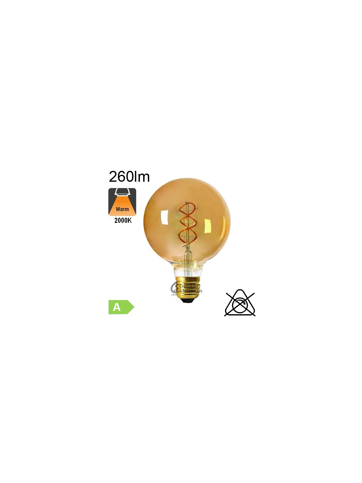 Globe Twisted Ambrée LED Ø125 E27 260lm 2000K Dimmable