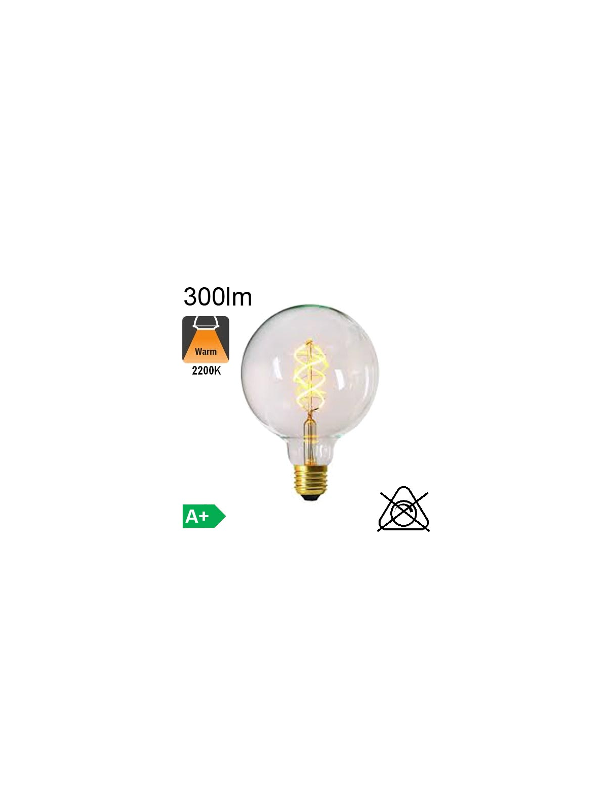 Globe Ø125 Filament Twisted LED Clair E27 300lm 2200K