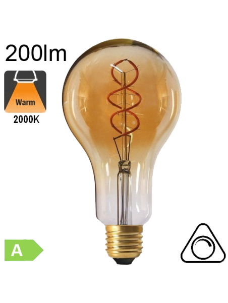 Géante Twisted Ambrée LED E27 200lm 2000K Dimmable