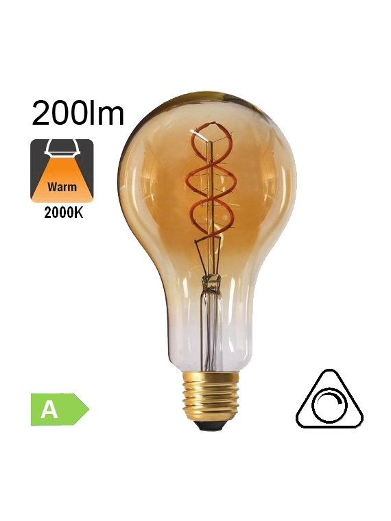 Géante Twisted Ambrée LED E27 200lm 2000K Dimmable