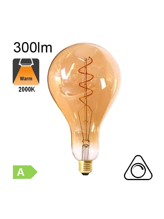 Géante Twisted Ambrée LED E27 300lm 2000K Dimmable