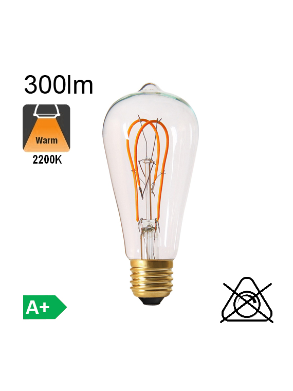 Edison ST64 Loops LED E27 300lm 2200K