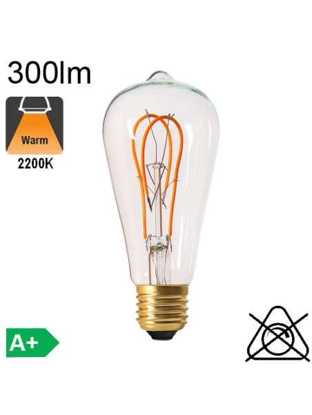 Edison ST64 Loops LED E27 300lm 2200K