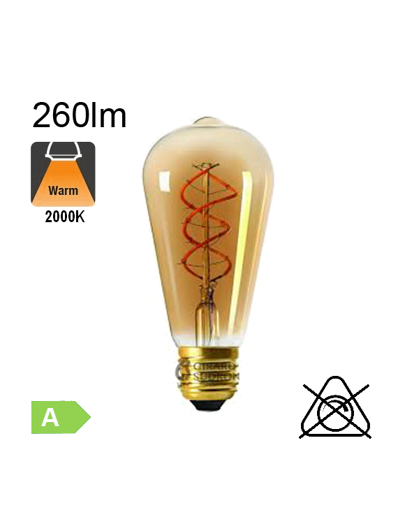 Edison ST64 Twisted LED Ambrée E27 260lm 2000K