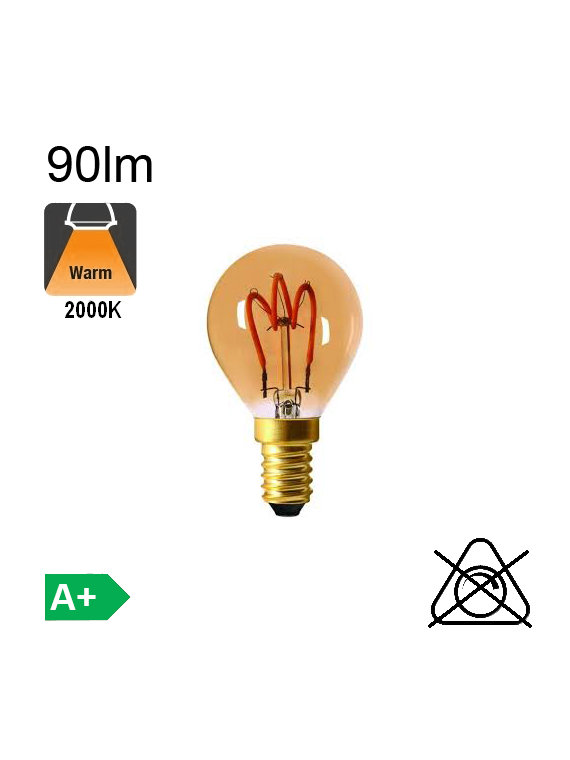 Sphérique Filament Loops LED E14 90lm 2000K Ambrée