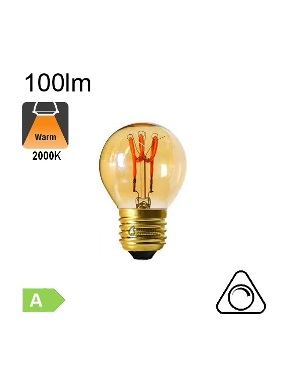 Sphérique Filament Loops LED E27 100lm 2000K Ambrée Dimmable