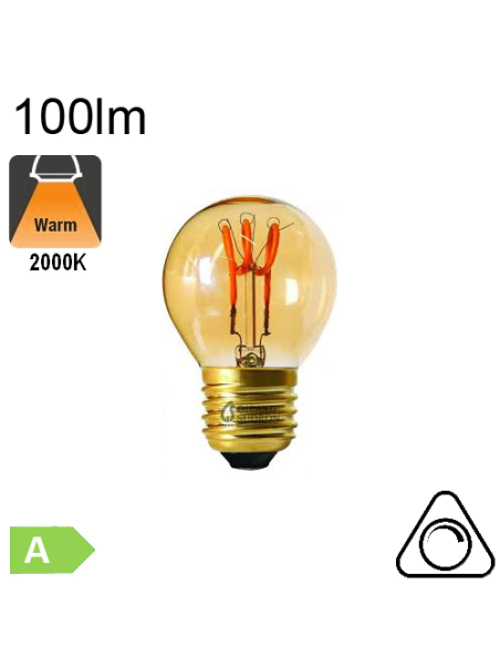 Sphérique Filament Loops LED E27 100lm 2000K Ambrée Dimmable