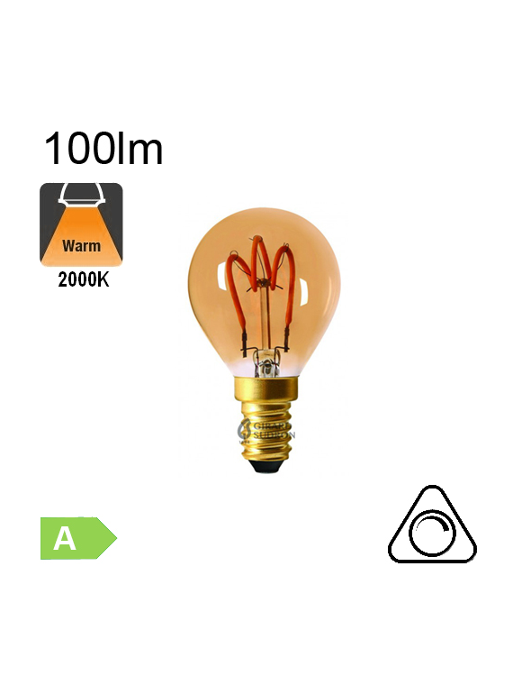 Sphérique Filament Loops LED E14 100lm 2000K Ambrée Dimmable