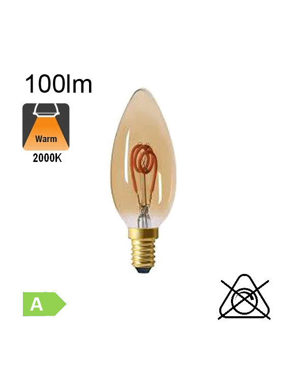 Flamme Filament Loops LED E14 100lm 2000K Ambrée Dimmable