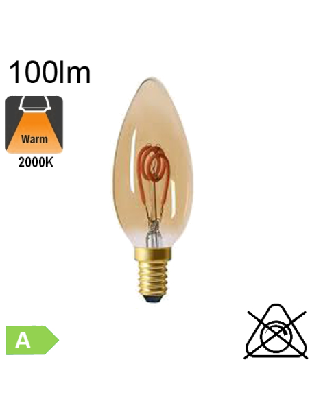 Flamme Filament Loops LED E14 100lm 2000K Ambrée Dimmable