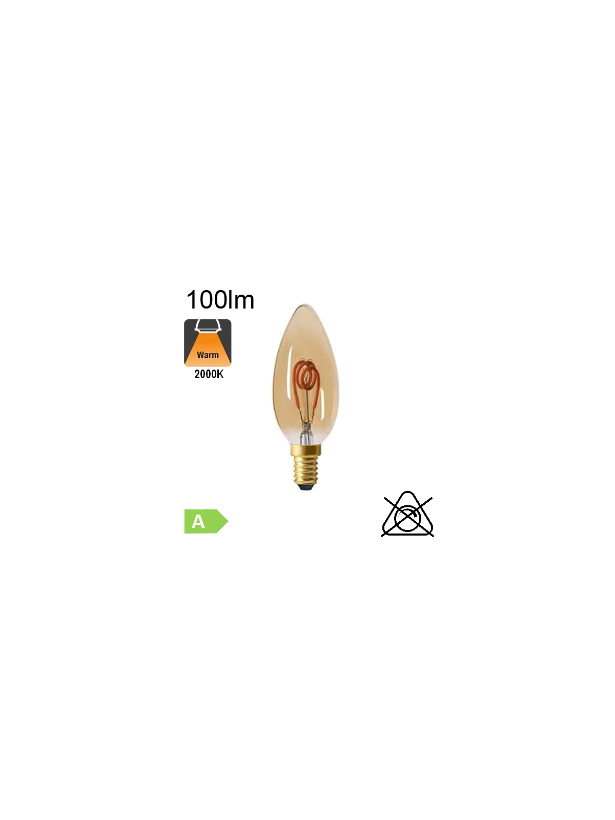 Flamme Filament Loops LED E14 100lm 2000K Ambrée Dimmable