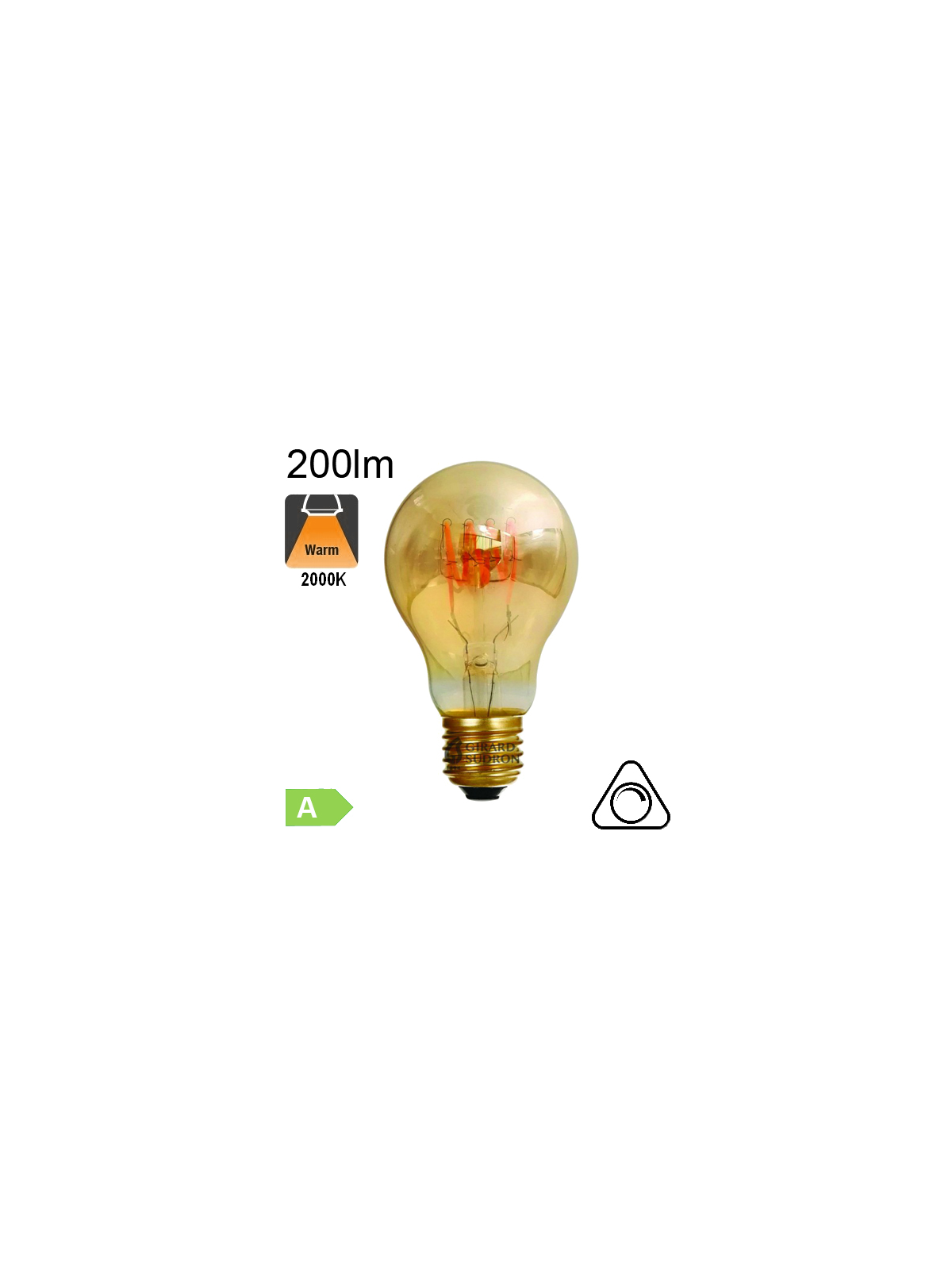 Standard Filament Loops LED E27 200lm 2000K Ambrée Dimmable