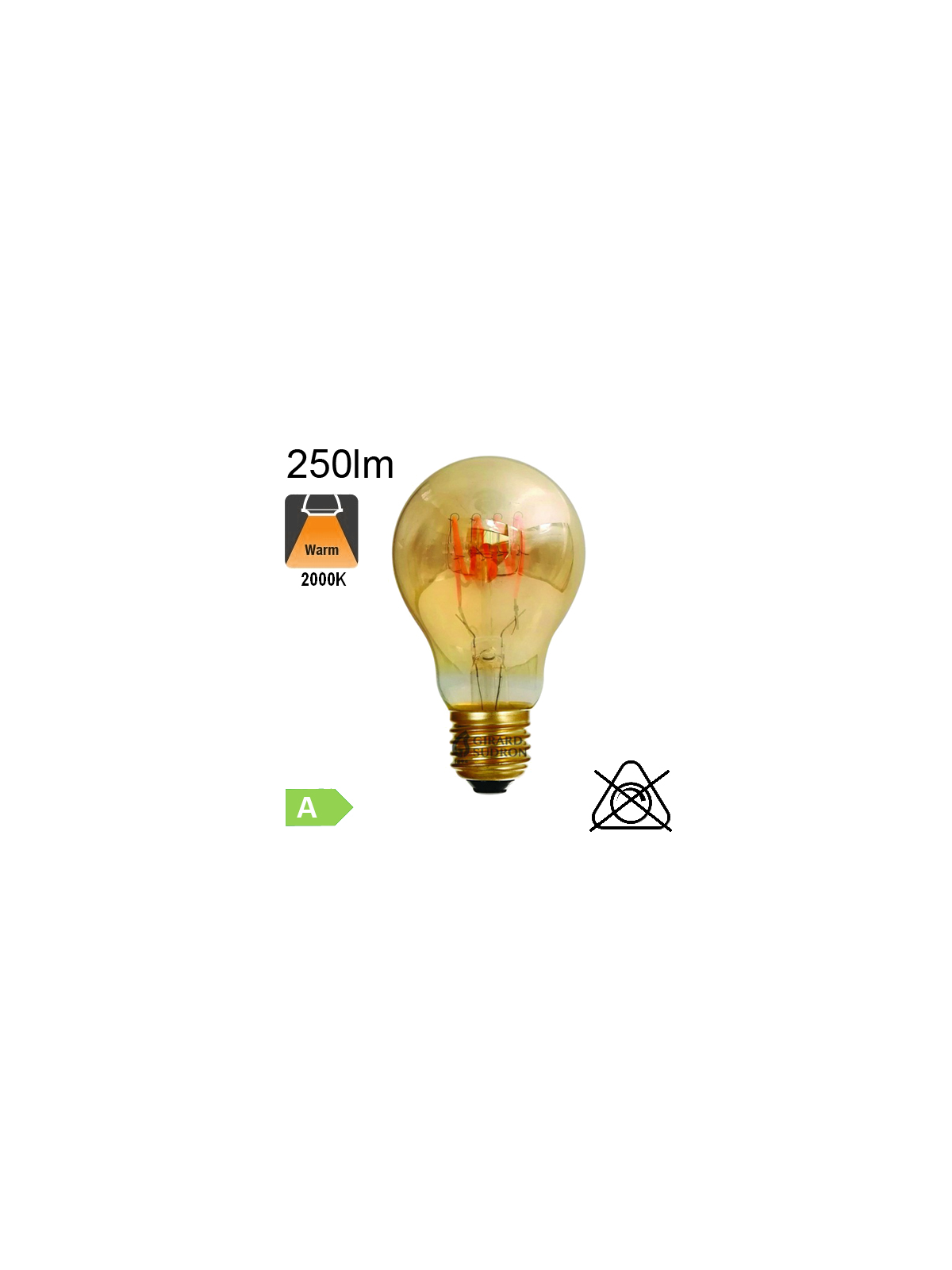 Standard Filament Loops LED E27 250lm 2000K Ambrée