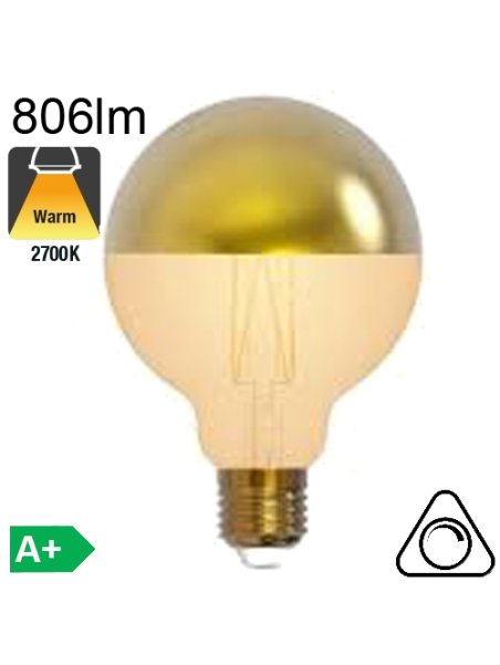 Globe Calotte Dorée Ø95 Filament LED E27 8W 806lm 2700K Dimmable