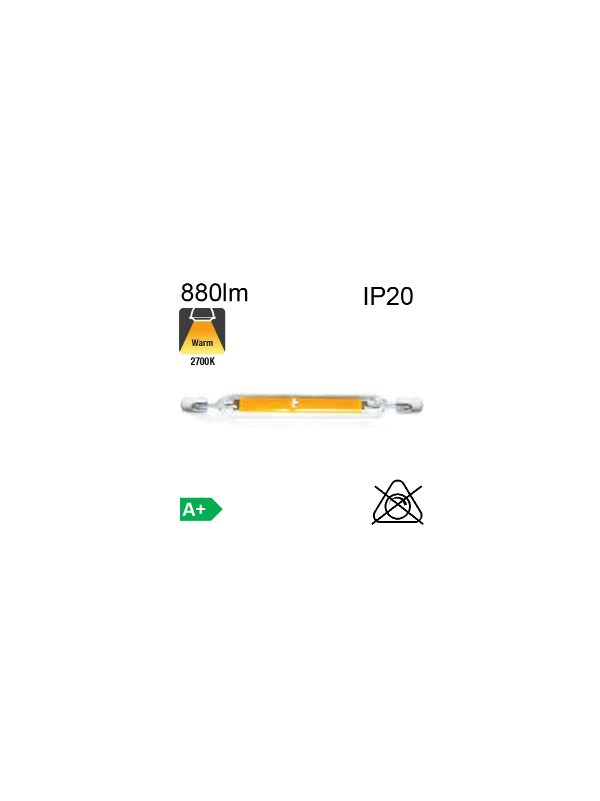 R7S LED 8W 880lm 2700K 118mm