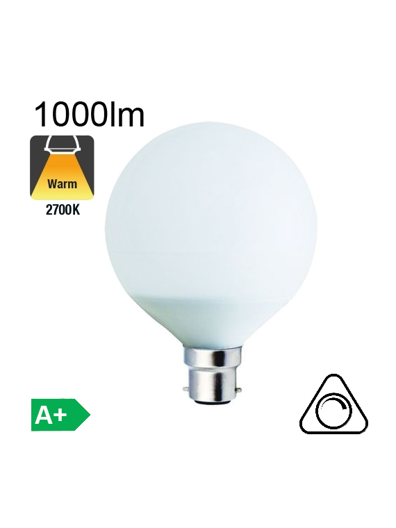 Globe LED Ø95 B22 1000lm 2700K