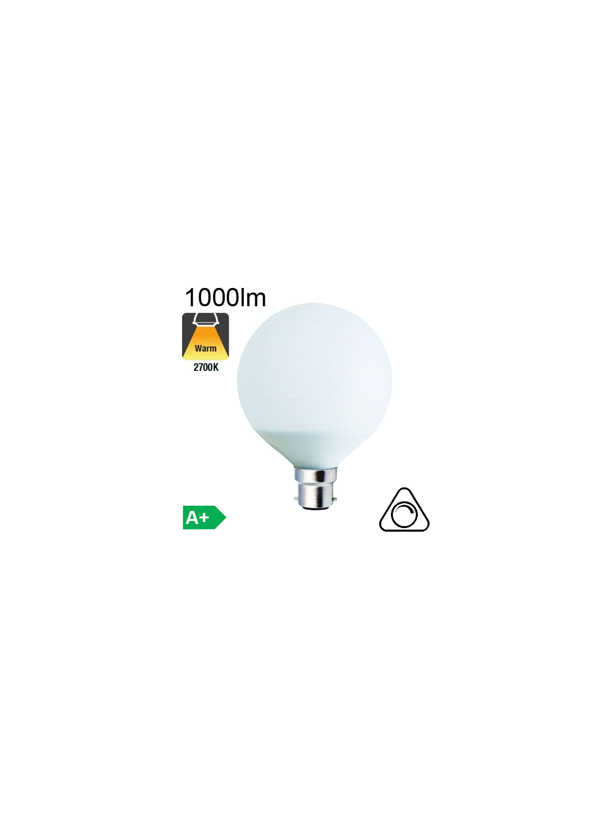 Globe LED Ø95 B22 1000lm 2700K