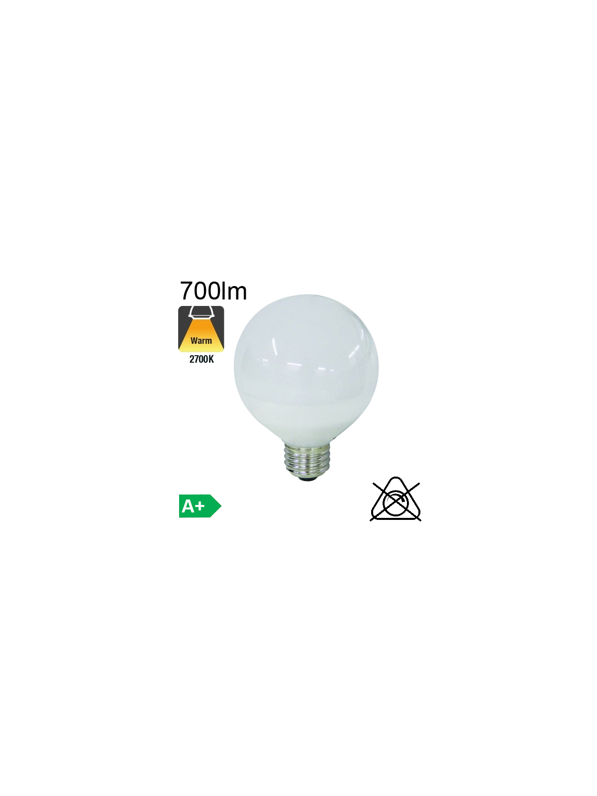 Globe LED Ø80 E27 700lm 2700K