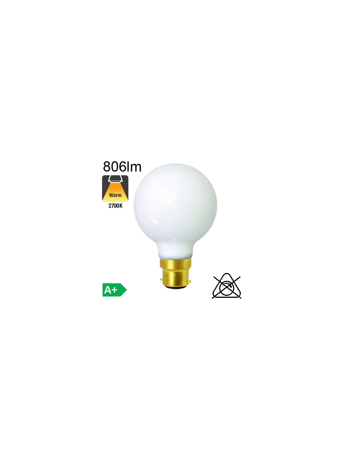 Globe Dépoli LED Ø80 B22 806lm 2700K