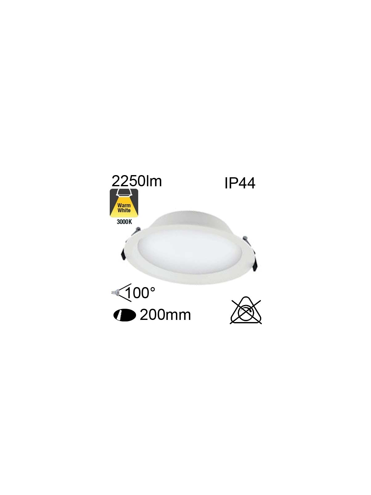 Encastré Led IP44 25W 2250lm 3000K