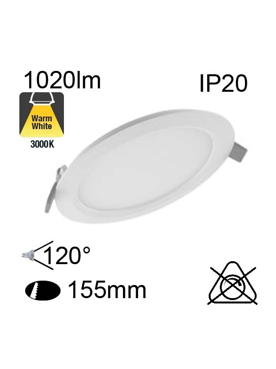 Encastré Led IP20 12W 1020lm 3000K