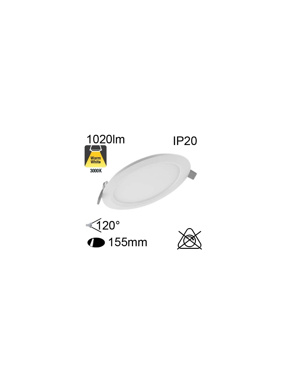 Encastré Led IP20 12W 1020lm 3000K