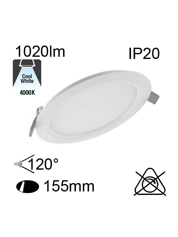 Encastré Led IP20 12W 1020lm 4000K