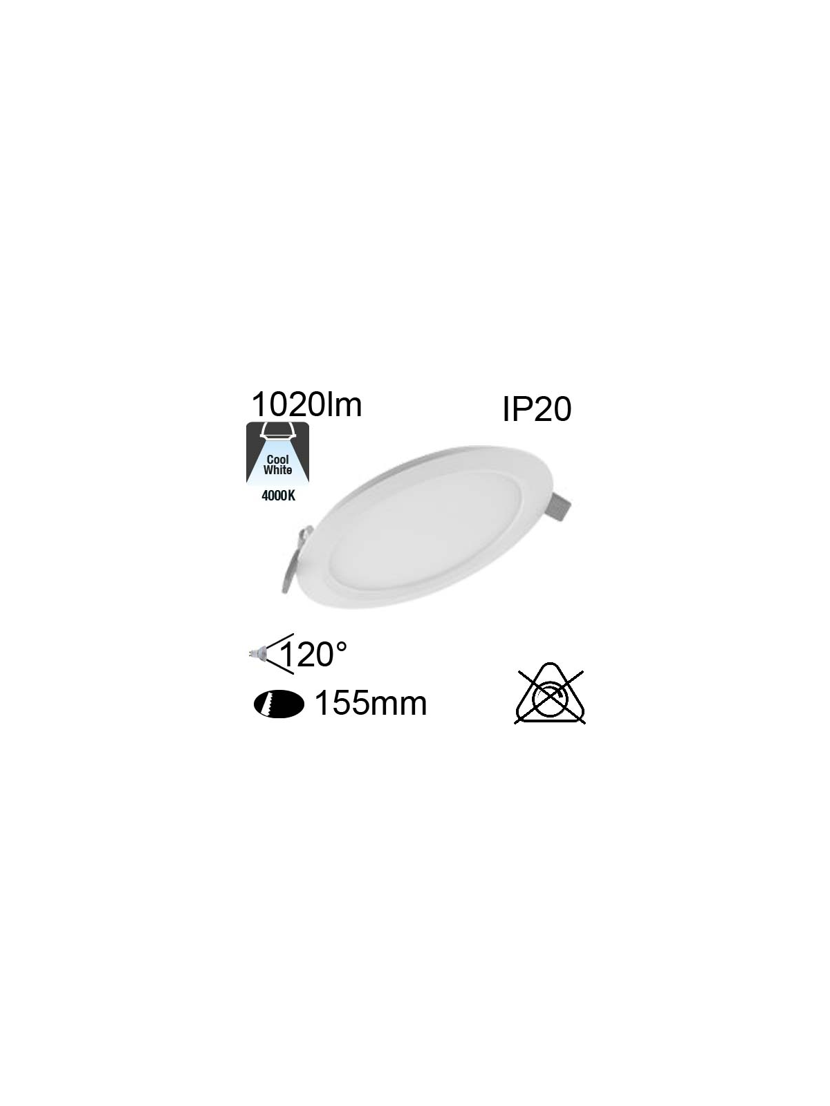 Encastré Led IP20 12W 1020lm 4000K