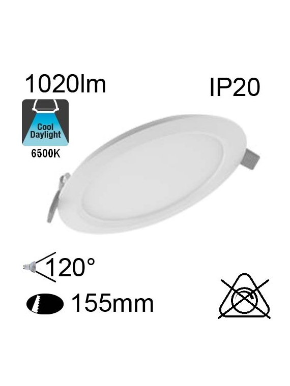 Encastré Led IP20 12W 1020lm 6500K