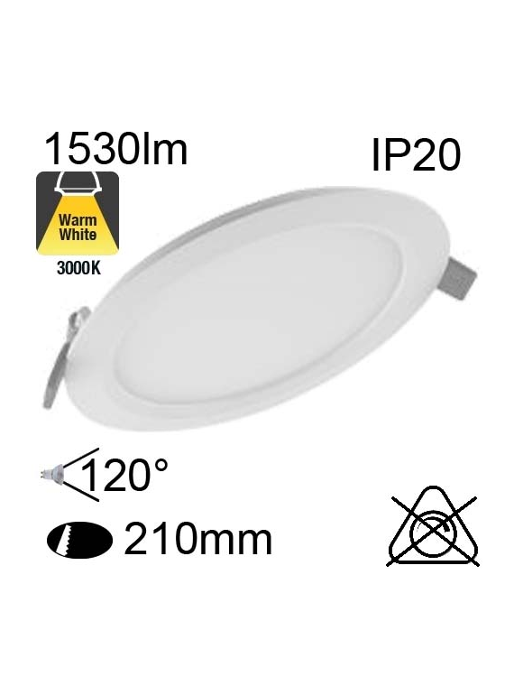 Encastré Led IP20 18W 1530lm 3000K