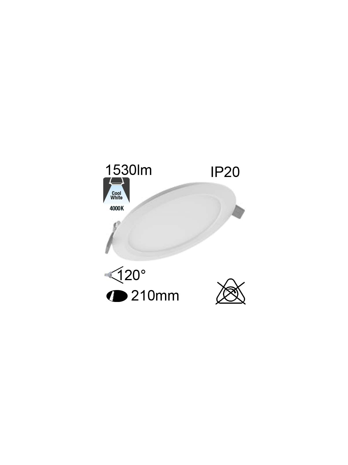 Encastré Led IP20 18W 1530lm 4000K