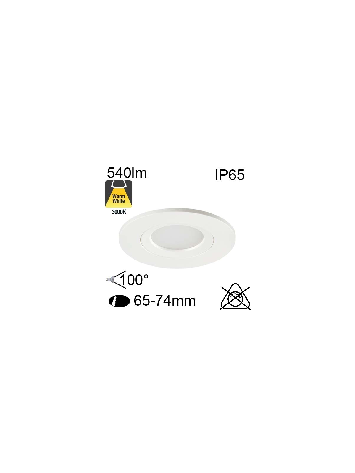 Encastré Led IP65 6.5W 540lm 3000K