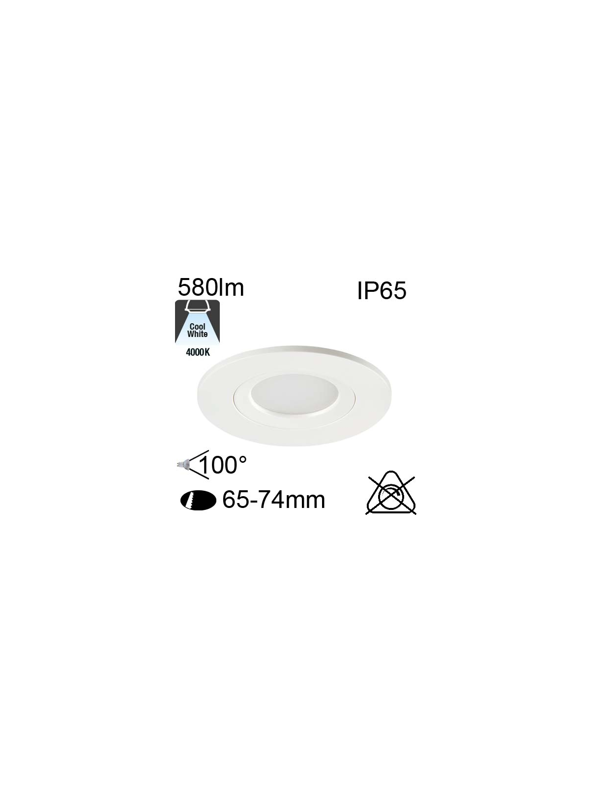 Encastré Led IP65 6.5W 580lm 4000K