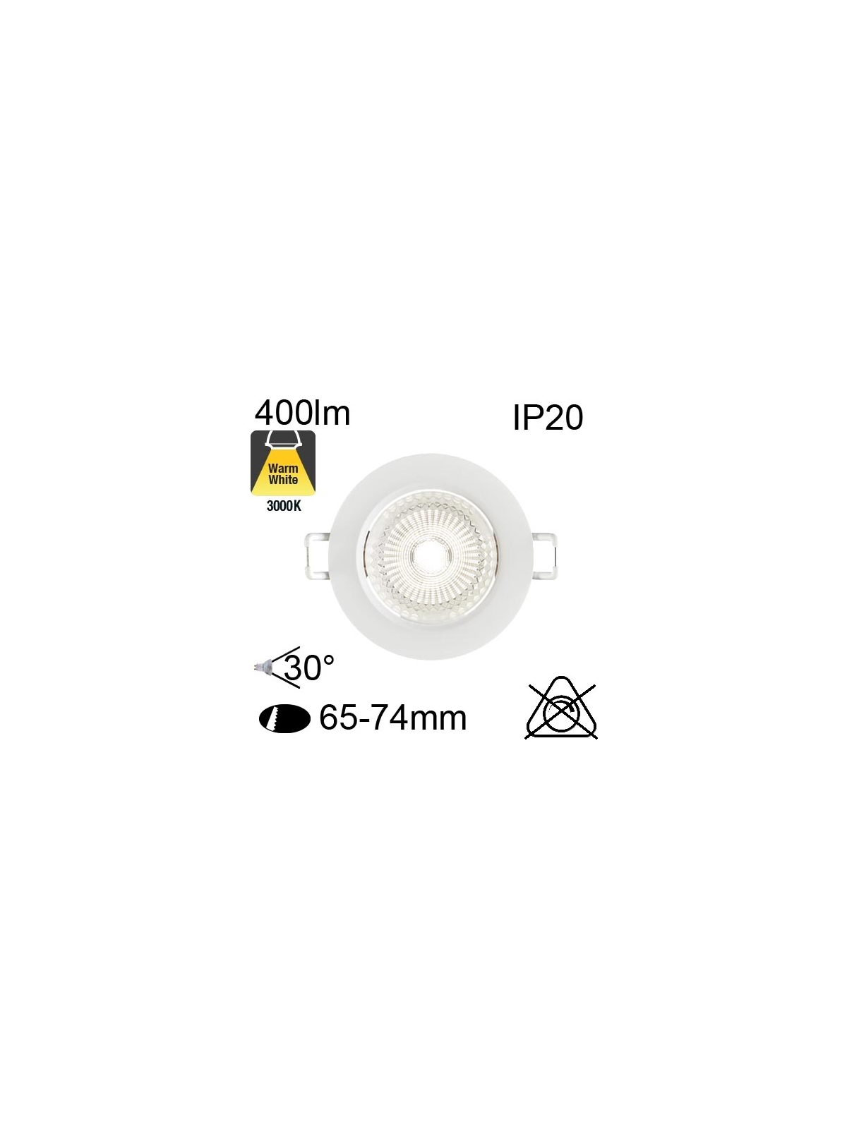 Encastré Led IP20 5W 400lm 3000K