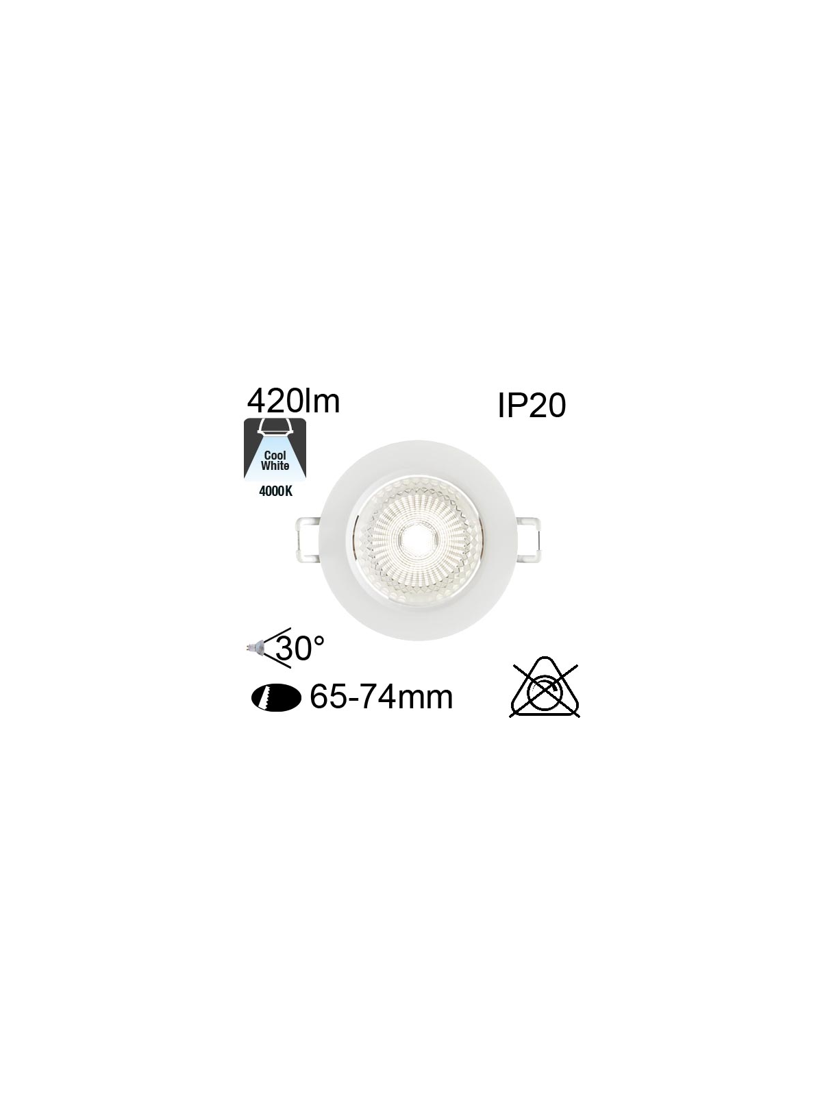 Encastré Led IP20 5W 420lm 4000K