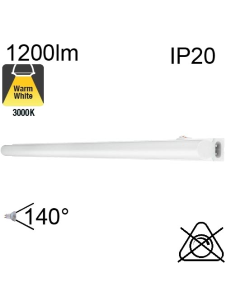 Réglette LED IP20 12W 1200lm 3000K avec interrupteur