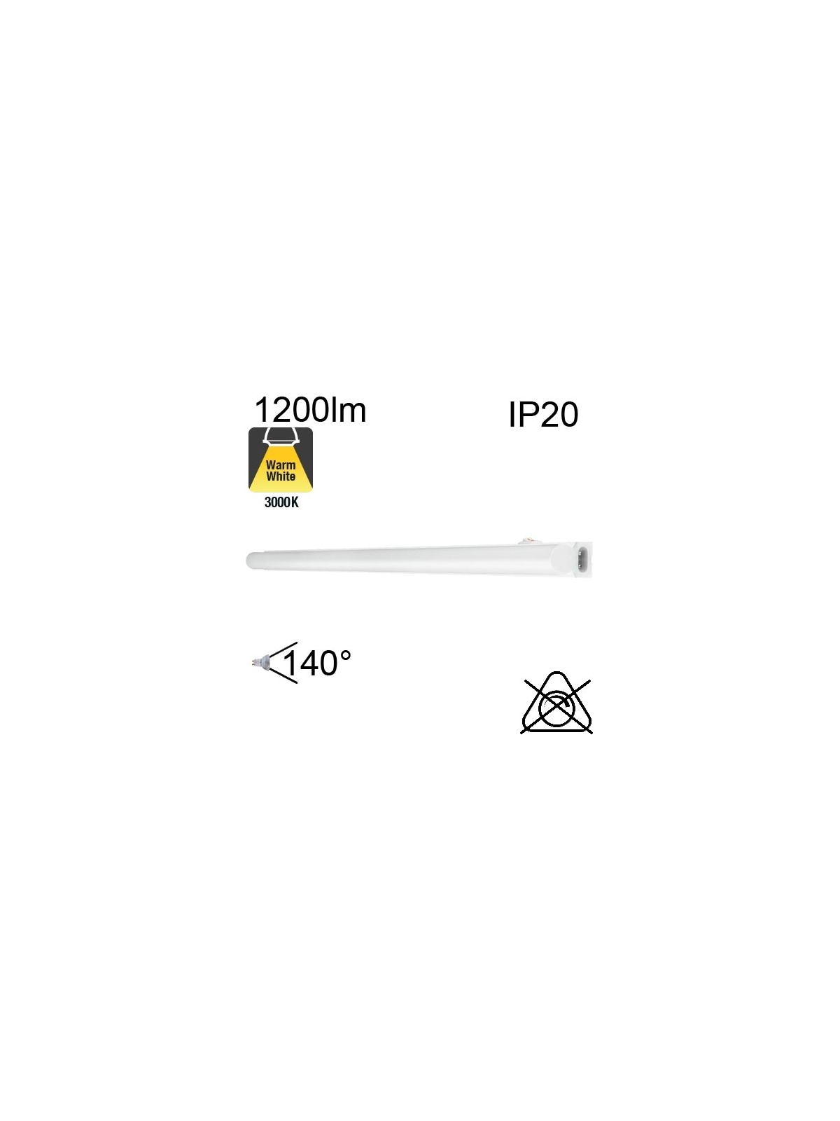 Réglette LED IP20 12W 1200lm 3000K avec interrupteur