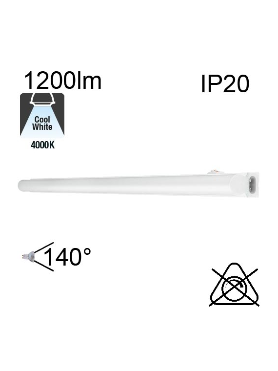 Réglette LED IP20 12W 1200lm 4000K avec interrupteur