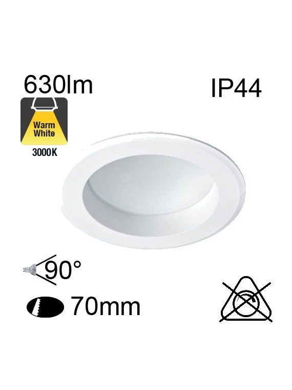 Encastré Led IP44 7W 630lm 3000K