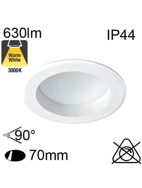 Encastré Led IP44 7W 630lm 3000K